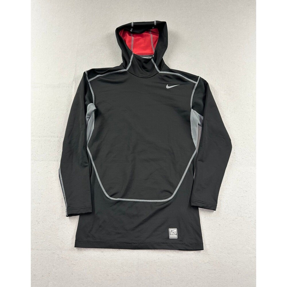 Kids Nike Pro Hyperwarm Dri-Fit Max Black Athletic Hoodie Long Sleeve